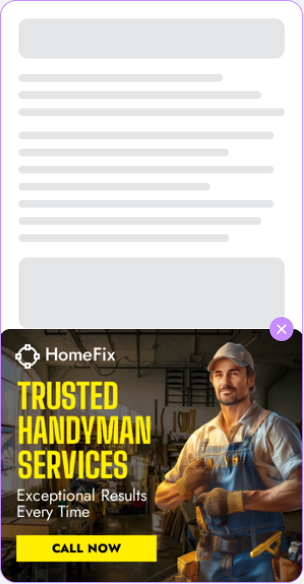 Half-Screen Rich Media advertising example